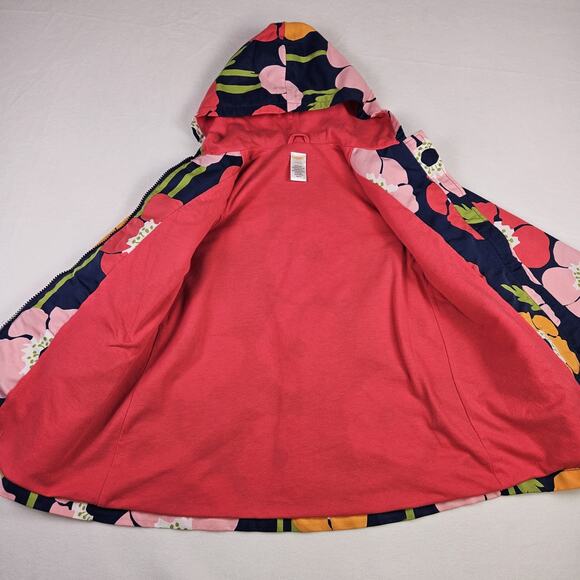 Gymboree Girls Floral Rain Jacket Hood Windbreaker Poppy Blue Pink Flowers S 5-6 - Picture 4 of 11